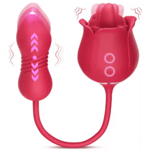 LOVEMEHONEY 2-in-1 Rose Shape Body Relaxation Massager for Women | Dual Vibration & LED Control | USB Rechargeable